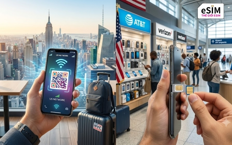 Hiểu rõ eSIM du lịch và SIM nội địa Mỹ giúp lựa chọn giải pháp kết nối phù hợp cho từng nhu cầu